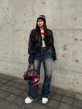 「PUMA(プーマ)のアイテム」を使った、LALAさん(レディース・157cm)の冬コーディネート