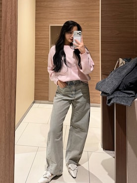 「アイテム（ローファー）」を使った、LALAさん（レディース・157cm）の冬コーディネート