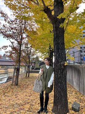 「LOWRYS FARM（ローリーズファーム）のアイテム（トートバッグ、その他）」を使った、miyu.さん（161cm）の冬コーディネート