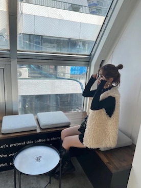 「LOWRYS FARM（ローリーズファーム）のアイテム（ブーツ、ブラック系）」を使った、miyu.さん（161cm）の冬コーディネート