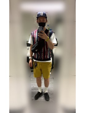 「BASECONTROL（ベースコントロール）のアイテム（帽子）」を使った、ryuさん（メンズ・181cm）の夏コーディネート