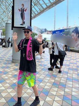 「BASECONTROL（ベースコントロール）のアイテム（帽子）」を使った、ryuさん（メンズ・181cm）の夏コーディネート