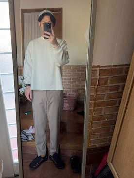 「Guess（ゲス）のアイテム（帽子）」を使った、ryuさん（メンズ・181cm）の春コーディネート