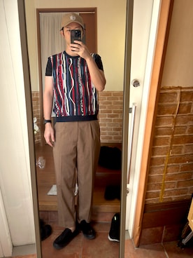 「アイテム（スリッポン）」を使った、ryuさん（メンズ・182cm）の秋コーディネート
