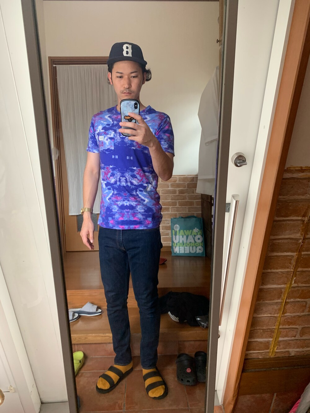 「JAPAN BLUE JEANSのJB6105-J プレップ（デニムパンツ、ブルー系）」を使った、ryuさん（メンズ・181cm）の夏コーディネートの1枚目の写真