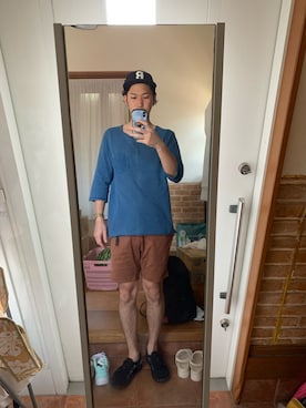 「BASECONTROL（ベースコントロール）のアイテム（帽子）」を使った、ryuさん（メンズ・181cm）の夏コーディネート
