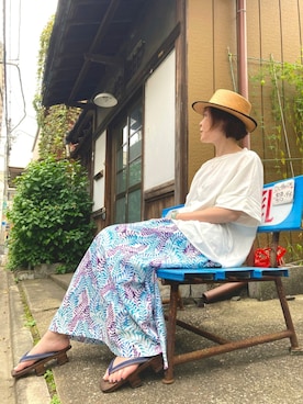 「FORK&SPOON（フォークアンドスプーン）のアイテム（帽子）」を使った、園崎未恵 Sonozaki Mieさん（レディース・155cm）の夏コーディネート