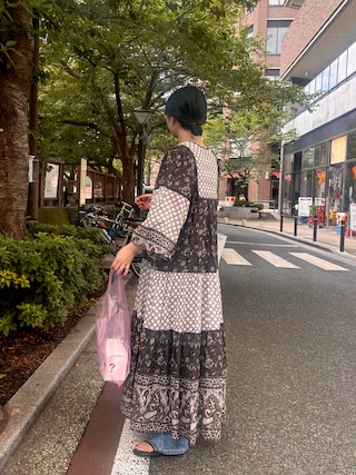 slobe iena インドパネルプリントドッキングワンピース　yellow slobe iena インドパネルプリントドッキングワンピース yellow