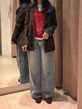 「H&M（エイチ・アンド・エム）のアイテム（ローファー、ブラウン系）」を使った、amingoさん（レディース・162cm）の秋コーディネート