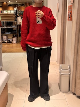 「ノームコア」｜「アイテム（スラックス）」を使った、amingoさん（レディース・162cm）の冬コーディネート
