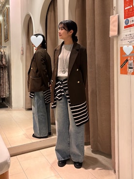 「CIAOPANIC（チャオパニック）のアイテム（Tシャツ/カットソー、ブラック系）」を使った、amingoさん（レディース・162cm）の秋コーディネート