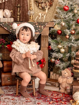 「クリスマスコーデ」｜「アイテム（パンツ）」を使った、ぽんきちさん☆さん（キッズ・80cm）の冬コーディネート