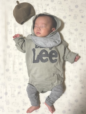 「アイテム（スタイ/よだれかけ、グレー系）」を使った、ぽんきちさん☆さん（キッズ・60cm）の冬コーディネート