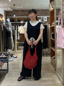 「LOWRYS FARM（ローリーズファーム）のステンレスフープチョーカー 127295（チョーカー、ゴールド系）」を使った、meme さん（レディース・157cm）の夏コーディネート