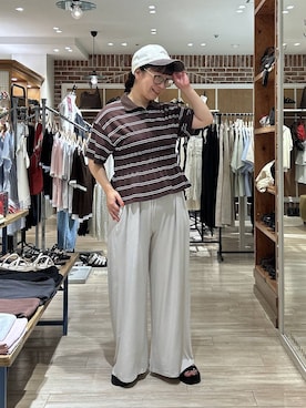 「LOWRYS FARM（ローリーズファーム）の【曇り止め加工つき】EYEWEAR26 636378（メガネ、その他）」を使った、meme さん（レディース・157cm）の夏コーディネート