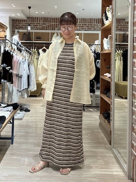「LOWRYS FARM（ローリーズファーム）のステンレスフープチョーカー 127295（チョーカー、ゴールド系）」を使った、meme さん（レディース・157cm）の夏コーディネート