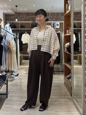 「LOWRYS FARM（ローリーズファーム）のステンレスフープチョーカー 127295（チョーカー、ゴールド系）」を使った、meme さん（レディース・157cm）の夏コーディネート