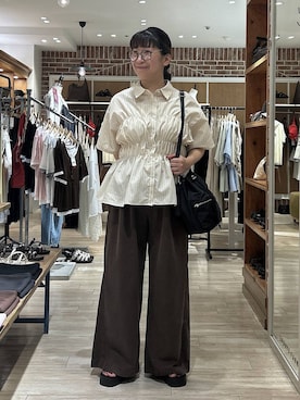 「LOWRYS FARM（ローリーズファーム）の【曇り止め加工つき】EYEWEAR26 636378（メガネ、その他）」を使った、meme さん（レディース・157cm）の夏コーディネート