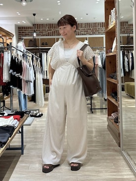 「LOWRYS FARM（ローリーズファーム）のラウンドバンス　1050289（バレッタ/ヘアクリップ、ブラウン系）」を使った、meme さん（レディース・157cm）の夏コーディネート