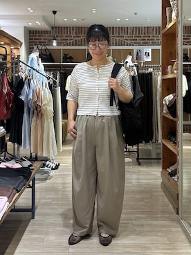 「LOWRYS FARM（ローリーズファーム）のステンレスフープチョーカー 127295（チョーカー、ゴールド系）」を使った、meme さん（レディース・157cm）の夏コーディネート