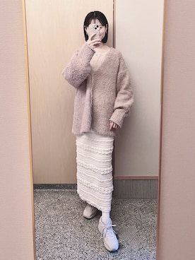 「ホワイトスニーカー」｜𝘬𝘺さん（レディース・163cm）の春コーディネート