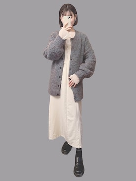 「Kastane」｜「アイテム（ジャンパースカート）」を使った、𝘬𝘺さん（レディース・163cm）の冬コーディネート