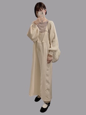 「春服デビュー宣言」｜「アイテム（ジャンパースカート）」を使った、𝘬𝘺さん（レディース・163cm）の春コーディネート