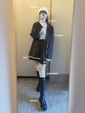 「アイテム（ソックス/靴下）」を使った、𝘬𝘺さん（レディース・163cm）の秋コーディネート
