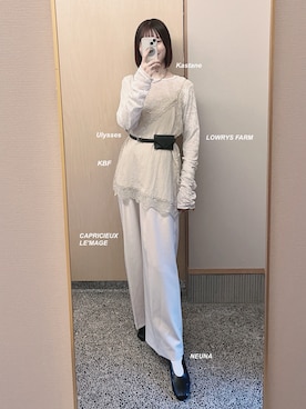 「KBF（ケイビーエフ）のアイテム（トップス）」を使った、𝘬𝘺さん（レディース・163cm）の春コーディネート