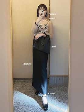 「MM6 Maison Margiela（ｴﾑｴﾑｼｯｸｽ ﾒｿﾞﾝ ﾏﾙｼﾞｪﾗ）のアイテム（バッグ）」を使った、𝘬𝘺さん（レディース・163cm）の春コーディネート