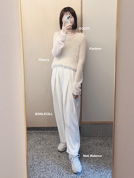 「アイテム（ベスト）」を使った、𝘬𝘺さん（レディース・163cm）の秋コーディネート