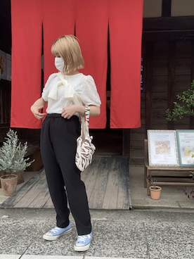 「H&M（エイチ・アンド・エム）のアイテム（カーディガン/ボレロ、ホワイト系）」を使った、mnoさん（レディース・145cm）の秋コーディネート