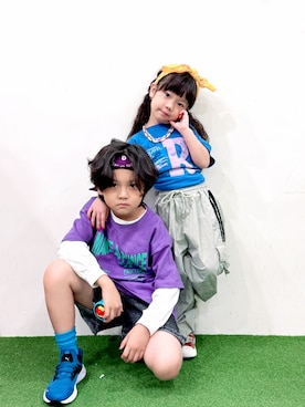 「アイテム（デニムパンツ）」を使った、Chi Hsuさん（キッズ・100cm）の夏コーディネート