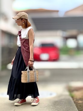 「LEPSIM（レプシィム）の2P ウッドバングル　837799（バングル/リストバンド）」を使った、Maya☺︎さん（レディース・154cm）の夏コーディネート