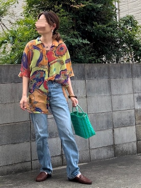 「LEPSIM（レプシィム）の2P ウッドバングル　837799（バングル/リストバンド）」を使った、Maya☺︎さん（レディース・153cm）の夏コーディネート