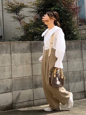 「w closet（ダブルクローゼット）のアイテム（オールインワン・サロペット）」を使った、Maya☺︎さん（レディース・153cm）の春コーディネート