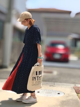 「LEPSIM（レプシィム）の2P ウッドバングル　837799（バングル/リストバンド）」を使った、Maya☺︎さん（レディース・154cm）の夏コーディネート