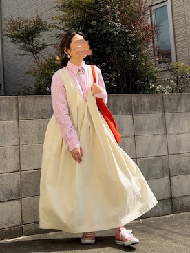 「GLOBAL WORK（グローバルワーク）のアイテム（エコバッグ/サブバッグ）」を使った、Maya☺︎さん（レディース・153cm）の春コーディネート