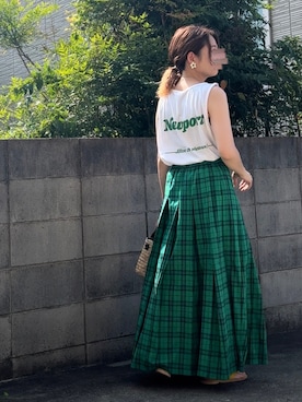 「LEPSIM（レプシィム）の2P ウッドバングル　837799（バングル/リストバンド）」を使った、Maya☺︎さん（レディース・153cm）の夏コーディネート