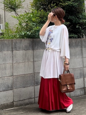 「LEPSIM（レプシィム）の2P ウッドバングル　837799（バングル/リストバンド）」を使った、Maya☺︎さん（レディース・153cm）の夏コーディネート