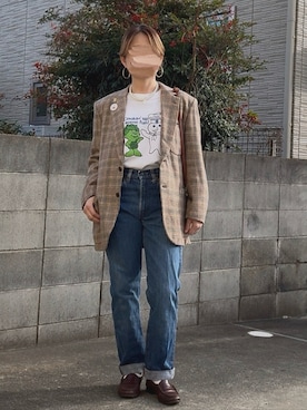 「アイテム（テーラードジャケット、ブラウン系）」を使った、Maya☺︎さん（レディース・153cm）の冬コーディネート