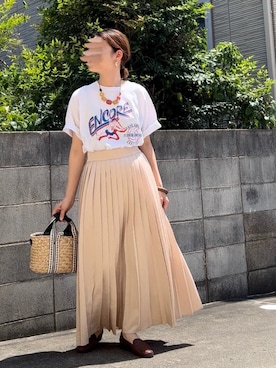 「LEPSIM（レプシィム）の2P ウッドバングル　837799（バングル/リストバンド）」を使った、Maya☺︎さん（レディース・153cm）の夏コーディネート