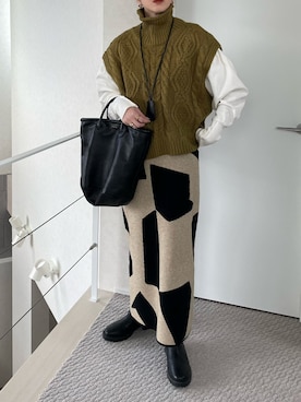 「PAPILLONNER（パピヨネ）のアイテム」を使った、MISATO さん（レディース・161cm）の冬コーディネート