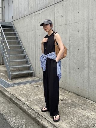 「feepur（フェピュール）の【TALLサイズあり】リラックスロンパース（サロペット/オーバーオール）」を使った、MISATO さん（レディース・161cm）の夏コーディネート