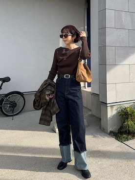 「アイテム（テーラードジャケット）」を使った、MISATO さん（レディース・161cm）の秋コーディネート