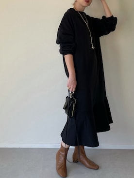 「TRIANGLE PALETTE（トライアングルパレット）のアイテム（ワンピース/ドレス）」を使った、MISATO さん（レディース・161cm）の冬コーディネート