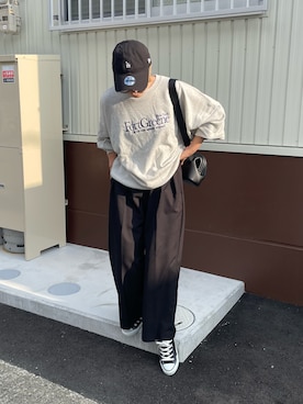 「Ungrid（アングリッド）の【WEB限定】刺繍ロゴルーズスウェット（スウェット）」を使った、MISATO さん（レディース・161cm）の夏コーディネート