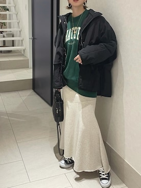 「スウェットスカート」｜「アイテム（その他アウター）」を使った、MISATO さん（レディース・161cm）の冬コーディネート