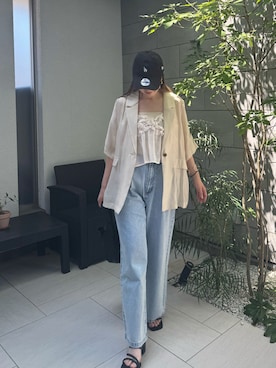 「アイテム（テーラードジャケット）」を使った、MISATO さん（レディース・161cm）の夏コーディネート