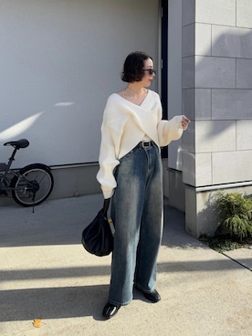 「シンプルコーデ」｜MISATO さん（レディース・161cm）の冬コーディネート